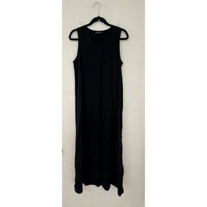 Vintage Beppa Black Linen‎ Tencel Blend Sleeveless maxi Dress Size Medium Boho